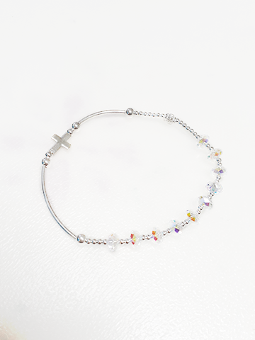 실버십자가 스와로브스키 묵주팔찌