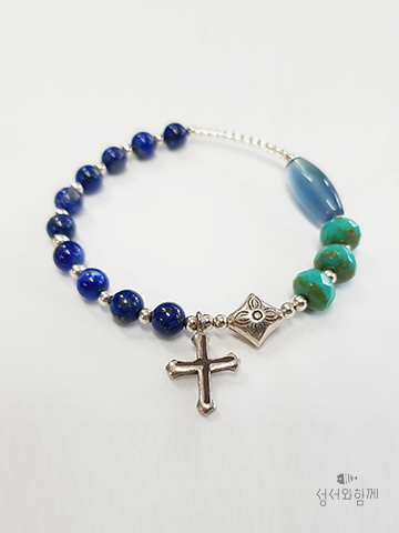 청금석 체코글라스 묵주팔찌